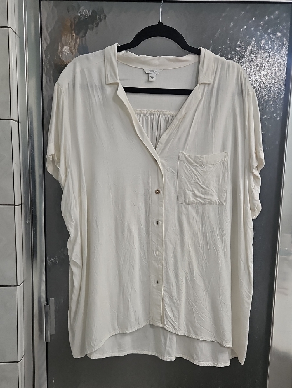 Sonoma Cream Short-Sleeve Button-Down Pocket Shirt